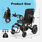 Mobivon Foldable Electric Wheelchair with Dual Motor, 30-Mile Range, 350 lb Capacity, 2-Year Warranty – Portable Mobility Aid for Adults