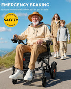 Mobivon Foldable Electric Wheelchair for Adults, Lightweight Carbon Fiber Power Chair with Dual Motor, All-Terrain Design