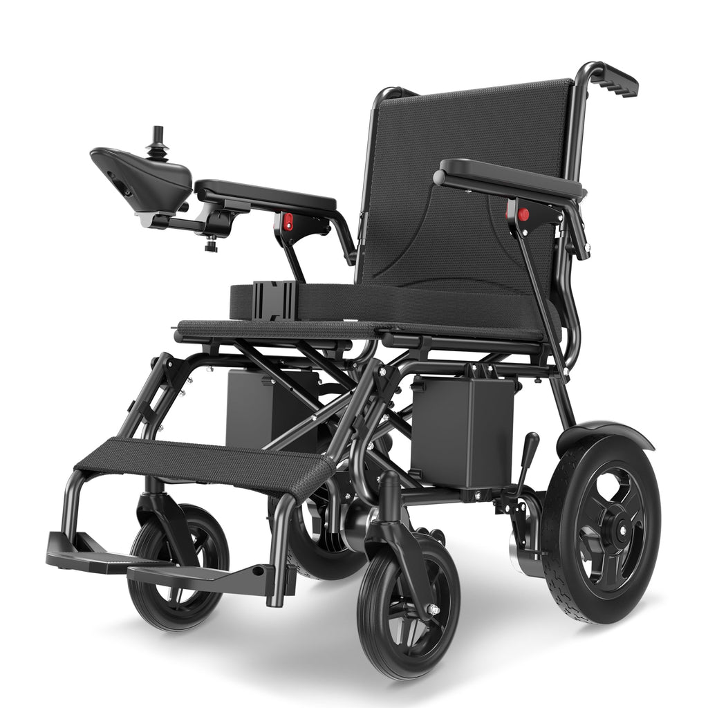 Mobivon Foldable Electric Wheelchair for Adults, Lightweight Carbon Fiber Power Chair with Dual Motor, All-Terrain Design