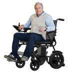 Mobivon Foldable Electric Wheelchair for Adults, Lightweight Carbon Fiber Power Chair with Dual Motor, All-Terrain Design
