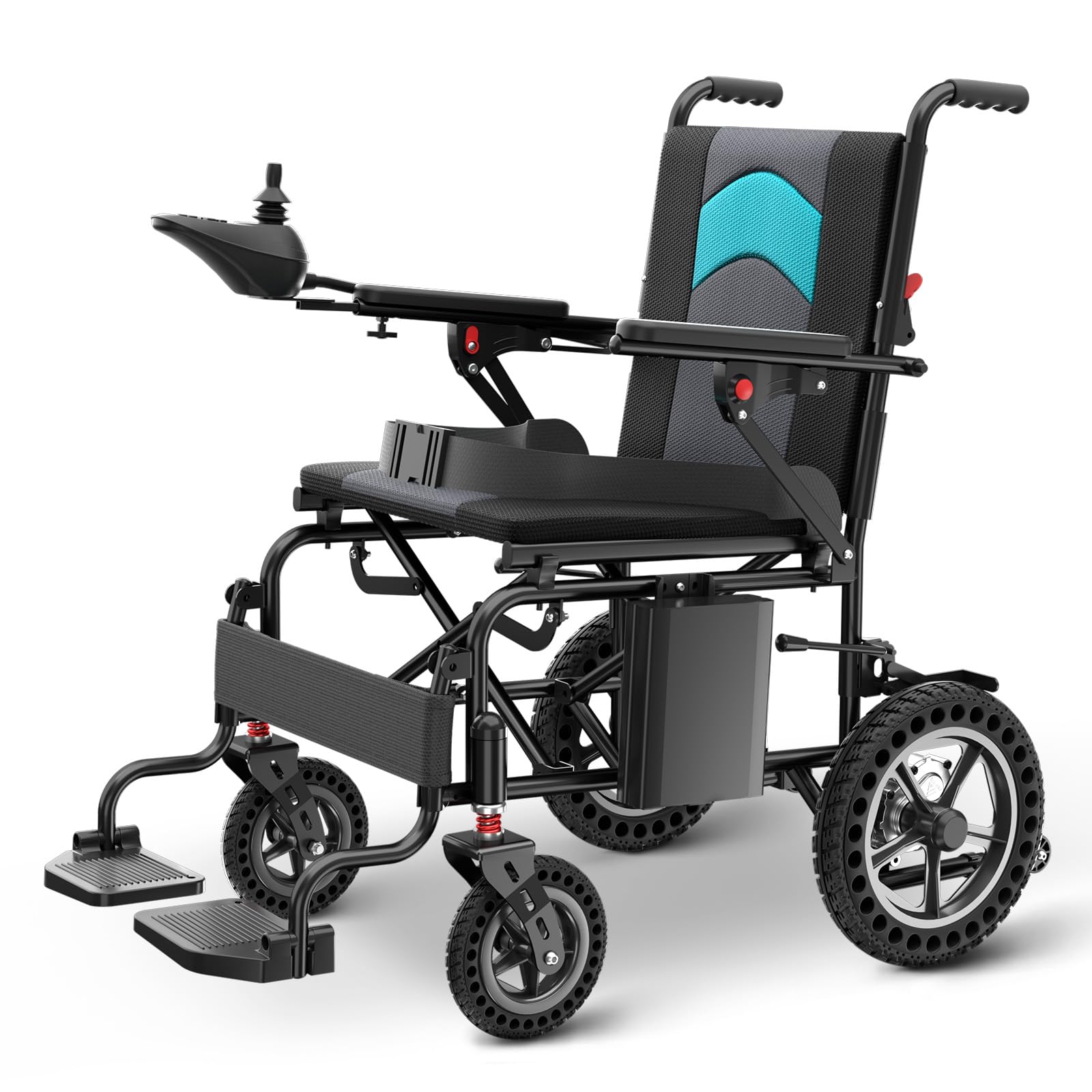 Mobivon Foldable Electric Wheelchair for Adults, Lightweight Carbon Fiber Power Chair with Dual Motor, All-Terrain Design