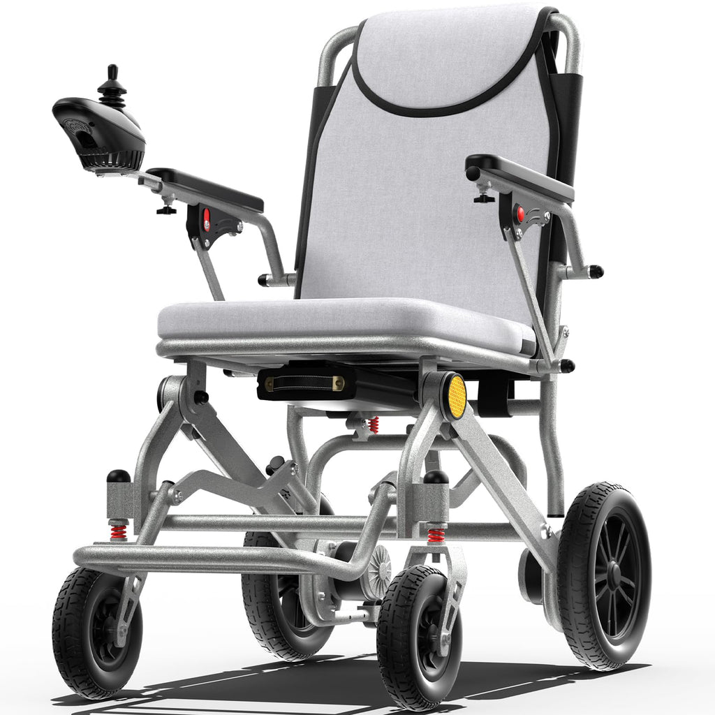 Mobivon Foldable Electric Wheelchair for Adults, Lightweight Carbon Fiber Power Chair with Dual Motor, All-Terrain Design