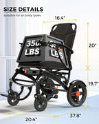 Mobivon Foldable Electric Wheelchair for Adults, Lightweight Carbon Fiber Power Chair with Dual Motor, All-Terrain Design
