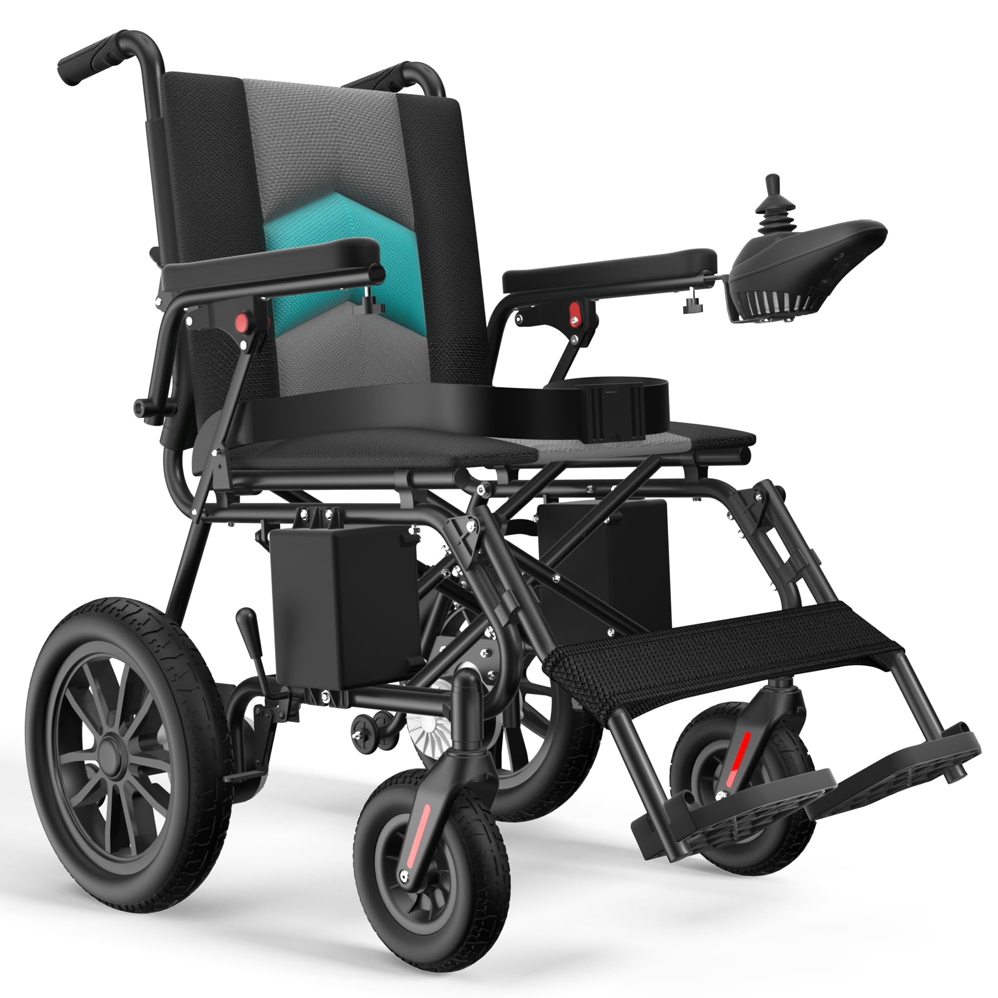 Mobivon Foldable Electric Wheelchair for Adults, Lightweight Carbon Fiber Power Chair with Dual Motor, All-Terrain Design