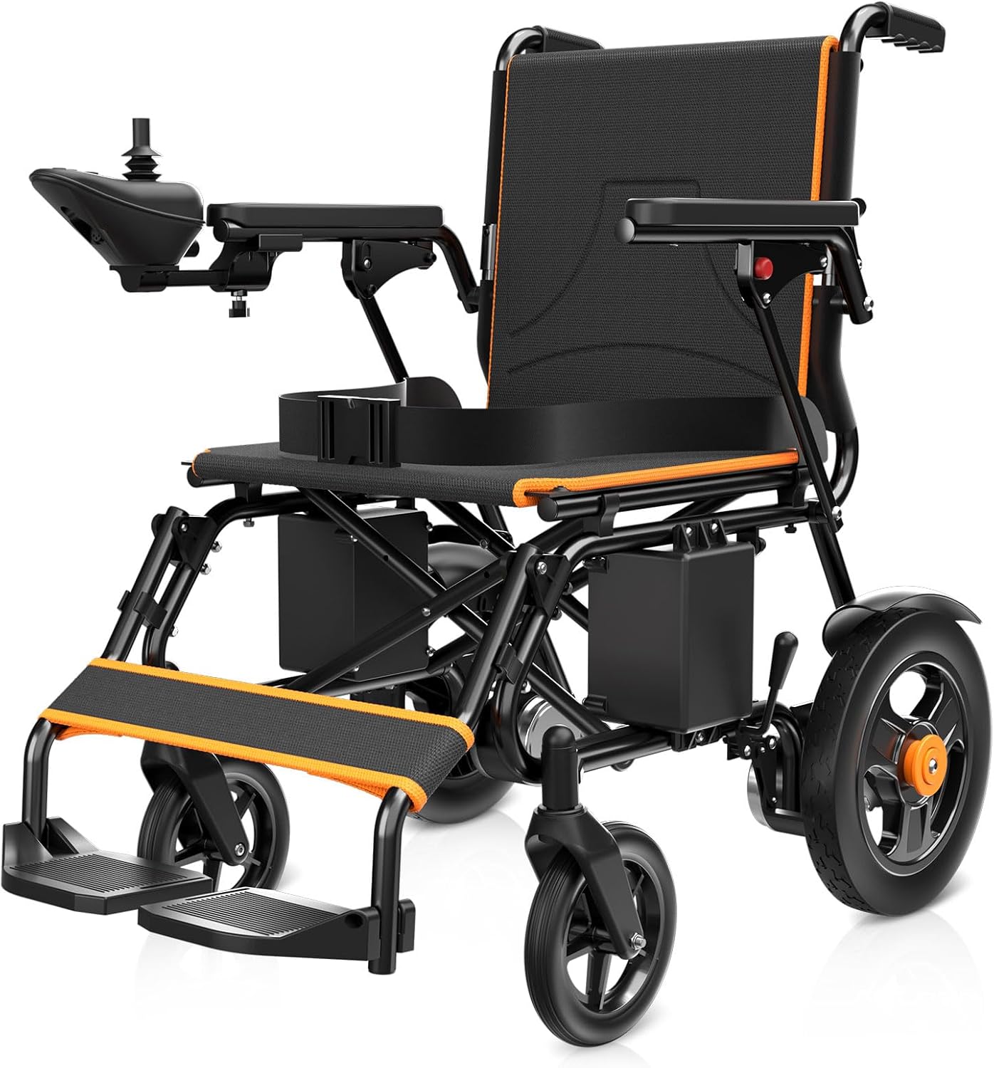 Mobivon Foldable Electric Wheelchair with Dual Motor, 15-Mile Range, Lead-Acid Battery, 350 lb Capacity – Portable Mobility Chair for Adults